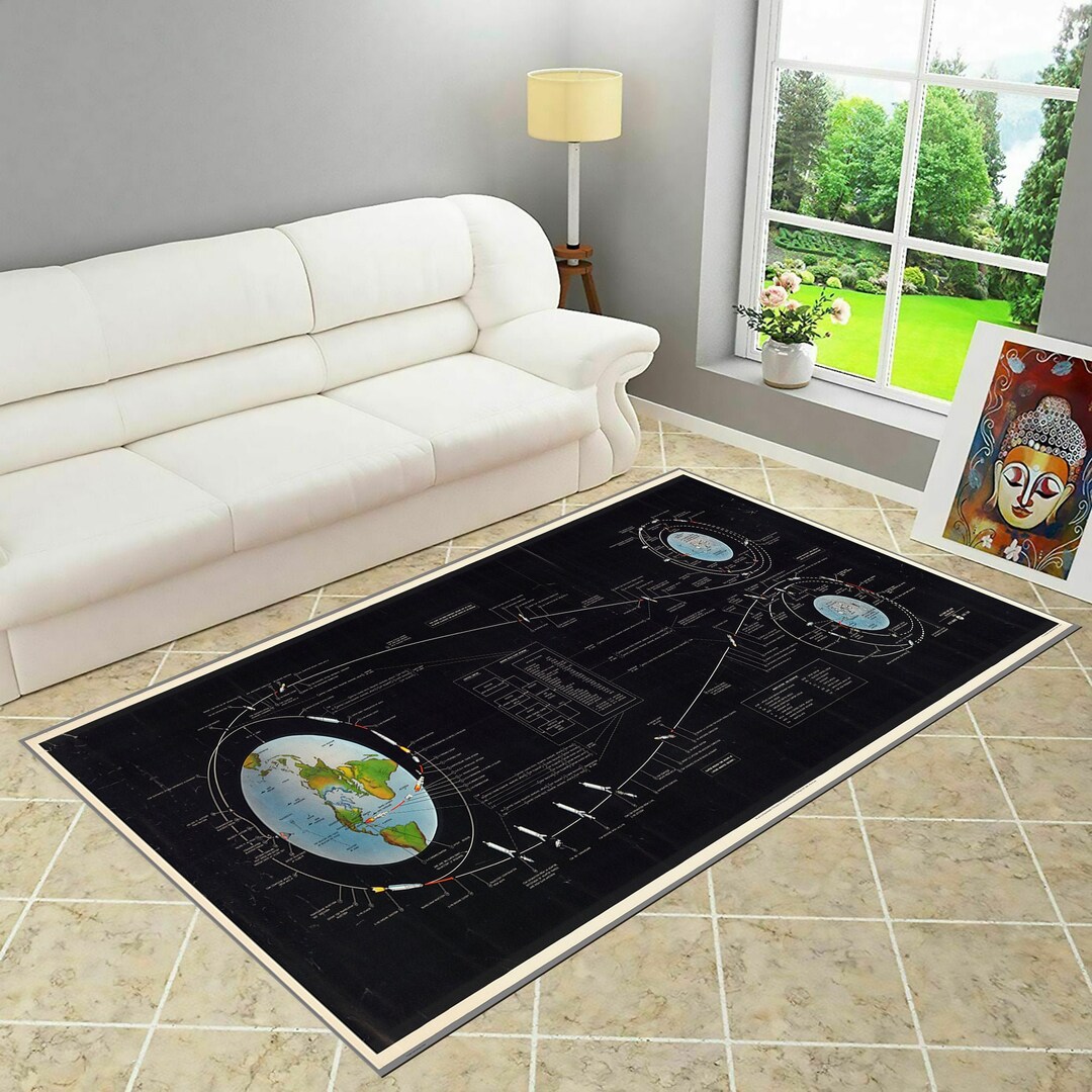 Apollo 11 Rug Apollo Manned Lunar Landing : GOSS Mission Profile Rug, Housewarming ...