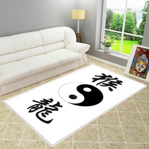 Yin Yang Decor,White-Black Rug,Yin Yang Rug,Japanese Rug,Rug for Living Room,Area Rug,Washable Rug,Gift For Her,Personalized Gift,Home Decor