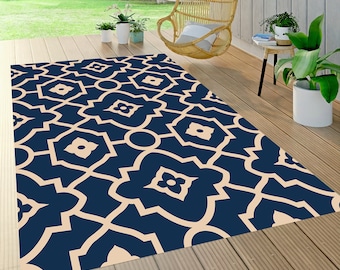 Blue Outdoor Rug: Washable Garden Patio Rug