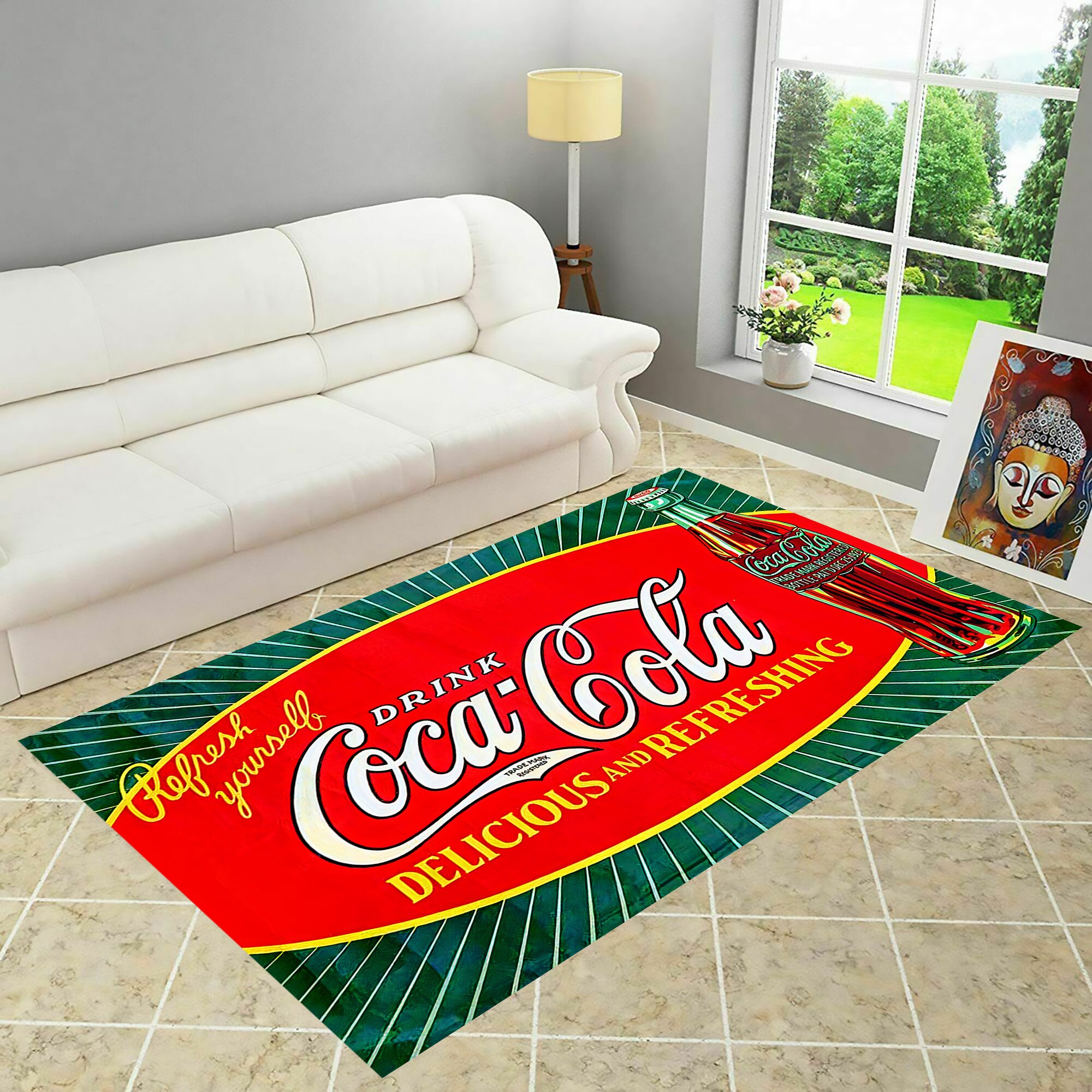 Coca Cola Rug Coke Coca Cola Vintage Coke Rug Well Come Etsy