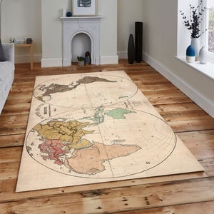Map Rug, World Map Decor, Learning Rug,  Housewarming Gift,  Non Slip Rug, Home Decor, Themed Rug, Kids Play Rug, Gift For Him,A rea Rug