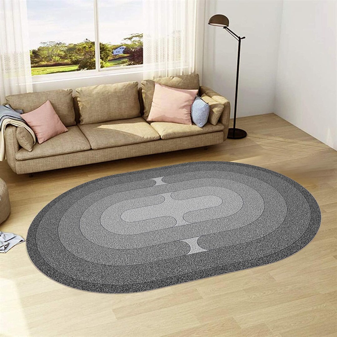 Contemporary Oval Rugs Abstract Oval Area Rug: Modern Art Inspired, Non-slip - Etsy