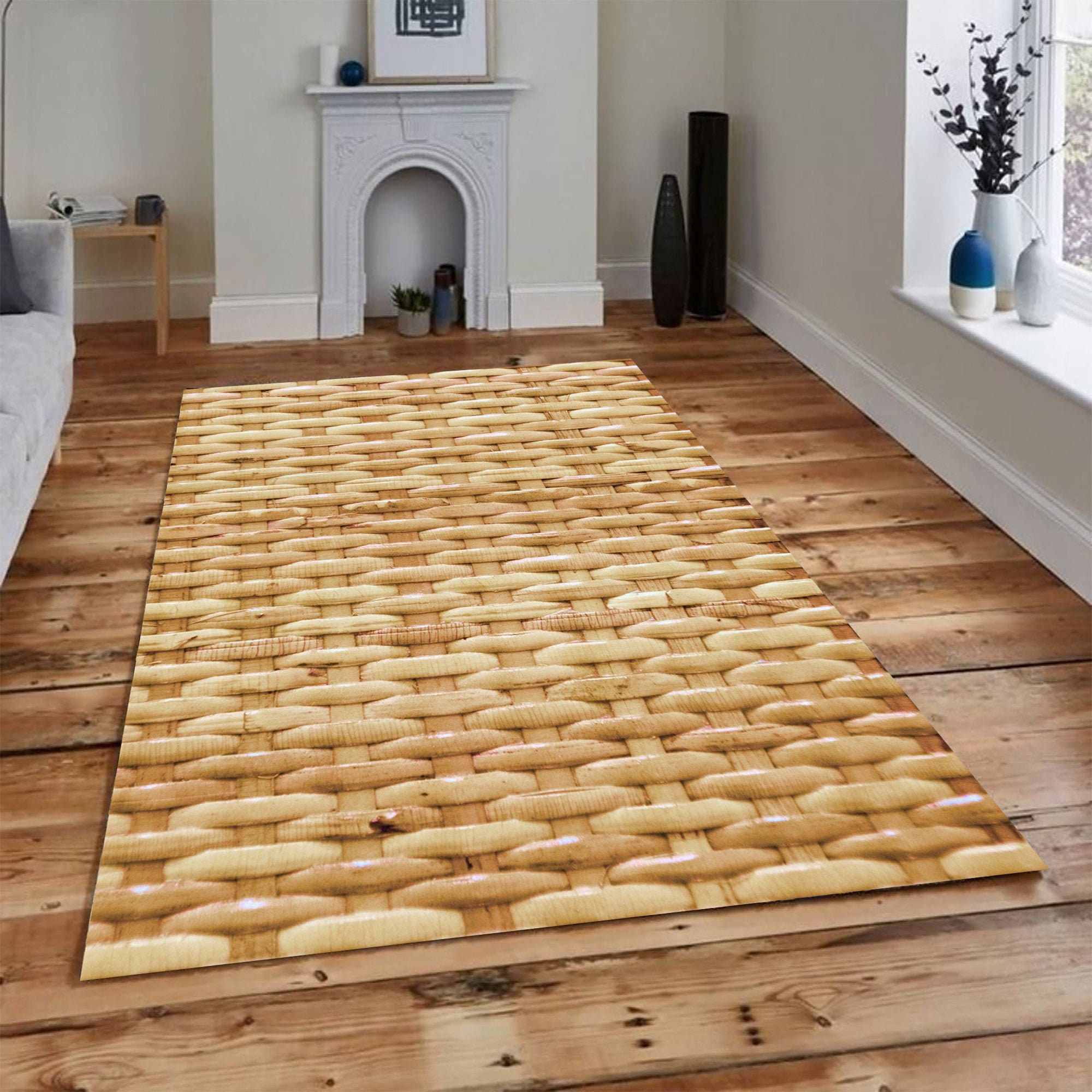 Wicker Look Rug Popular Rug Ruggift for Her Nonslip Rug Etsy UK