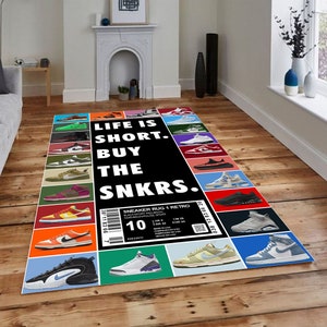 Shoebox,Sneakerhead,Retro Rug,Hypebeast Rug,Sneaker Rug,Custom Label,Living Room Rug,Area Rug,Modern Rug,Gift For Him,Washable Rug,Home Gift