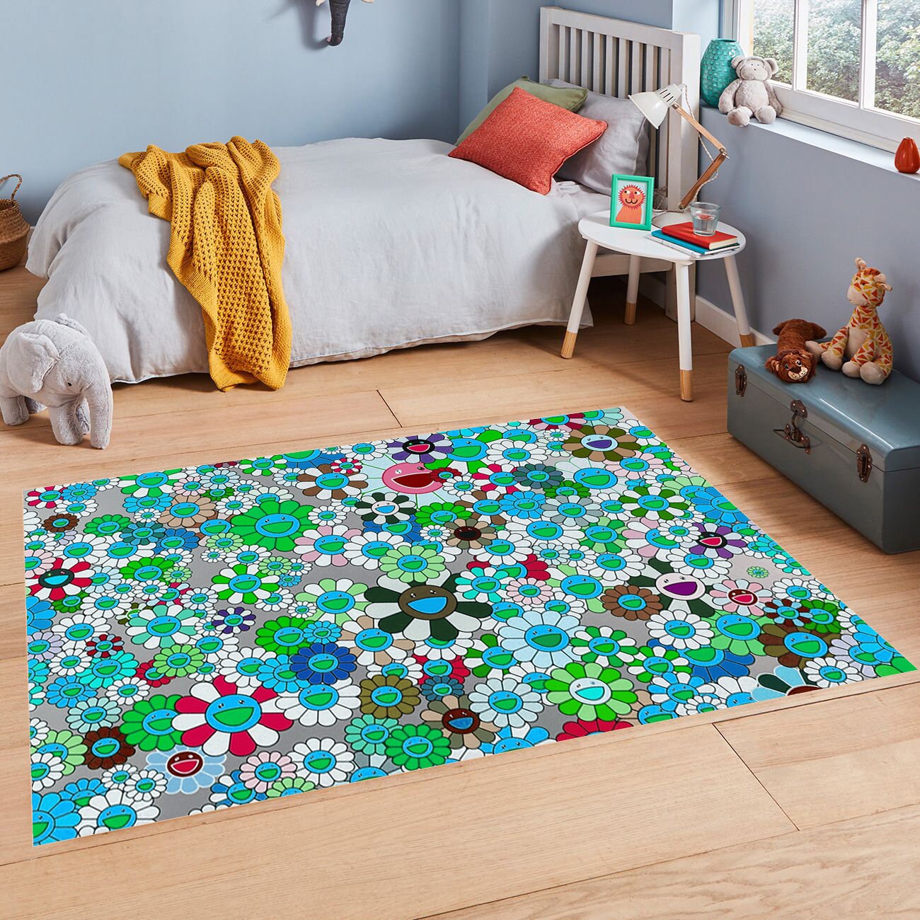 Cheerful Daisy Rug Area Rug Gift Smiling Daisy Patterned Etsy