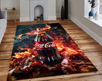 コカ・コーラ レトロラグ：滑り止め加工の洗えるコカ・コーラ