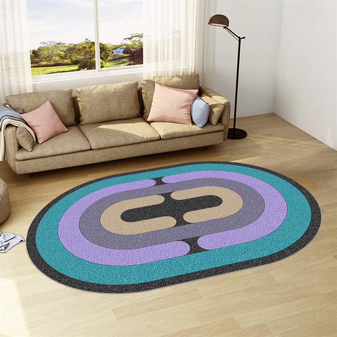 Oval Rugs, Modern Artinspired Living Room Rug, Multicolored Abstract