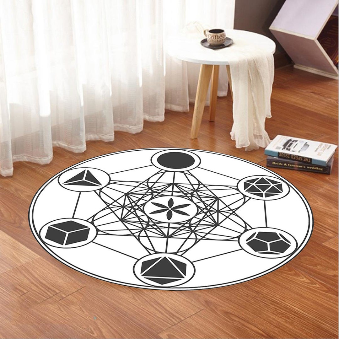 Metatron Cube Rug Metatron Cube Rug: Non-slip Themed Living Room Decor - Etsy
