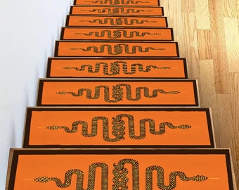 Orange Decor,Snake Mat,Mandala Rug,Stair Runner Rug,Stair Rugs,Stair Treads Carpet,Stair Treads Set,Personalized Stair Treads,Stair Treads