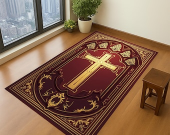 Christian Prayer Rug, Catholic Gift, Prayer Room Rug, Christian Decor,Christian Prayer Rug, Personalized Meditation Mat, Father's Day Gift,