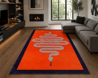 Snake Area Rug, Serpent Rug, Gothic Home Decor, Dark Academia Rug, Black Snake Carpet, Modern Gothic Rug, Bedroom Area Rug, Unique Gift