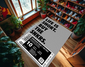 Custom Sneakerhead Rug:Personalized Hypebeast Home Decor,Sneakerhead Rug,Streetwear Room Decor,Hypebeast Area Rug,Sneaker Lover Floor Carpet