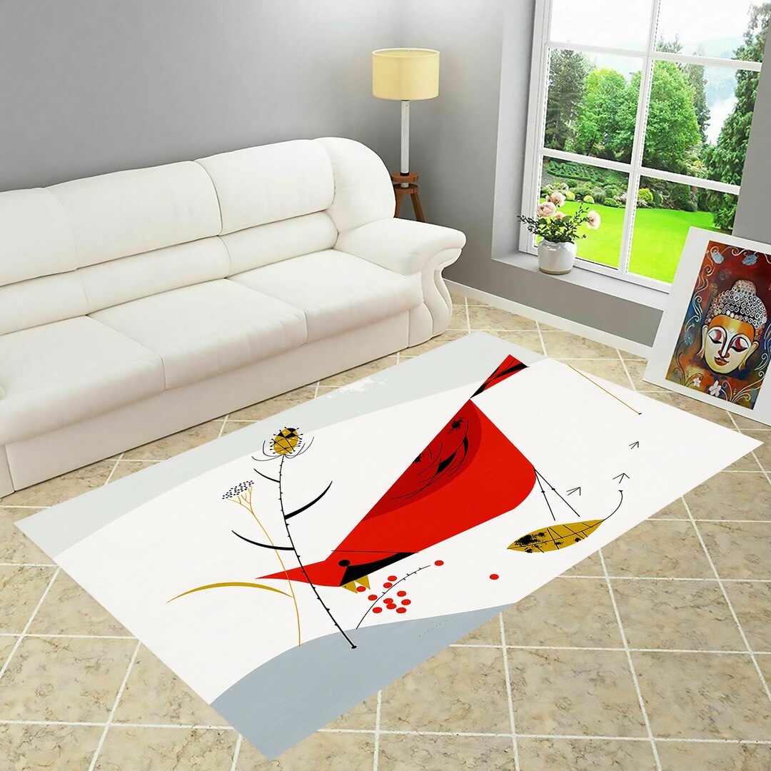 Abstract Red Cardinal Rug: Modern Art Non-slip Floor Decor - Etsy