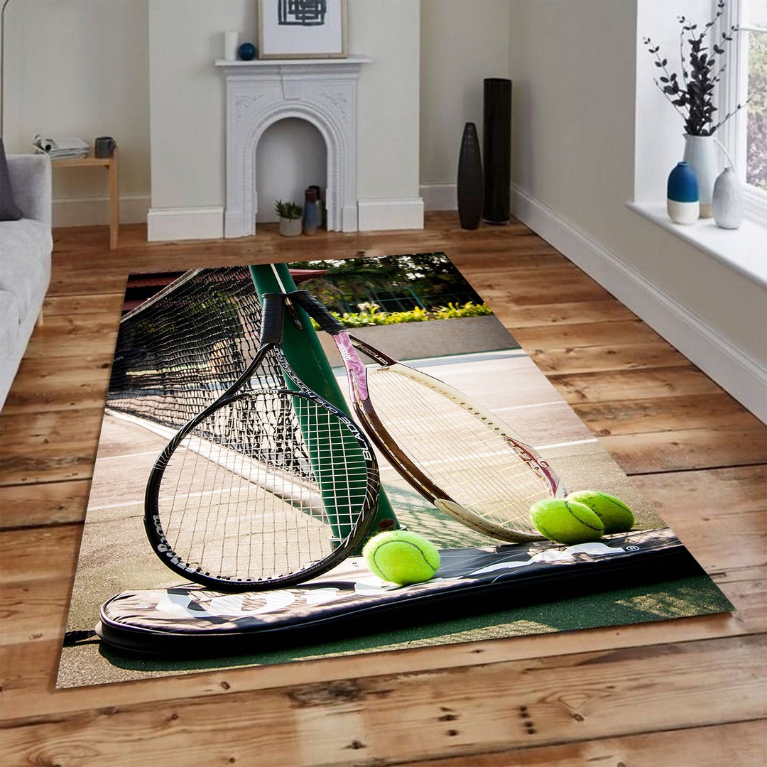 Tennis Coloured Rug Tennis Rug, Tennis Ball Rug, Modern Rug, Tennis Court, Area Carpet ...