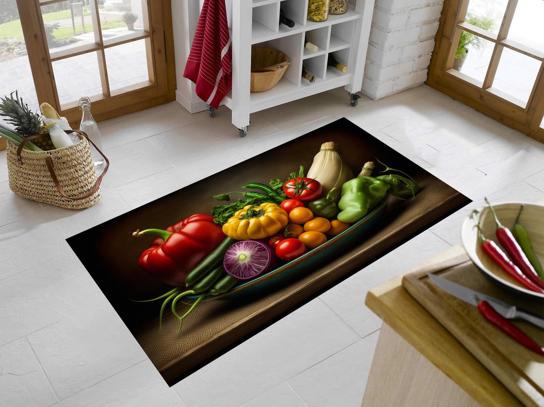 Food Shaped Rug Vegetable Kitchen Rug: Healthy Food Art, Non-slip Washable Decor - Etsy