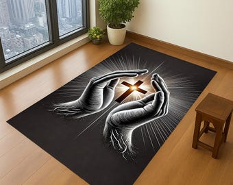 Alfombra de oración cristiana, alfombra con versículos bíblicos, decoración del hogar con fe, alfombra con la cruz de Jesús, alfombra para sala de oración, regalo cristiano