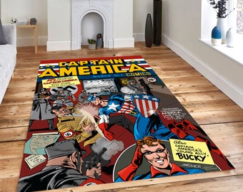 Captain America Comic Rug: Non-Slip Kids Room Decor