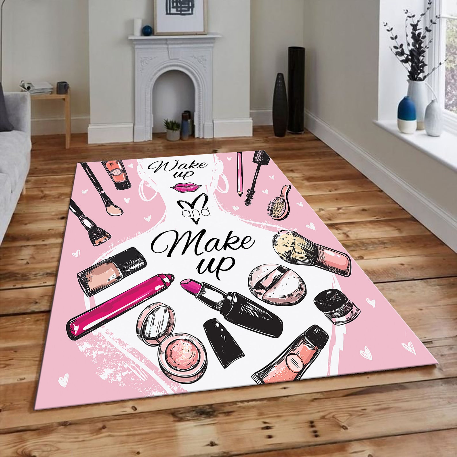 Gily Rug Makeup Patterned Rug: Modern Living Room Decor,cosmetic Print Area Rug ...