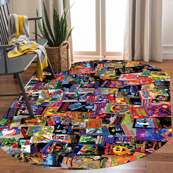 Reading Book, Novel, Oval Rug, Duck Tales, Living Room Rug, Turtles,Mega Men,Area Rug, Children's Room,Stack Up, Teen Room Rug, Non-Slip Rug