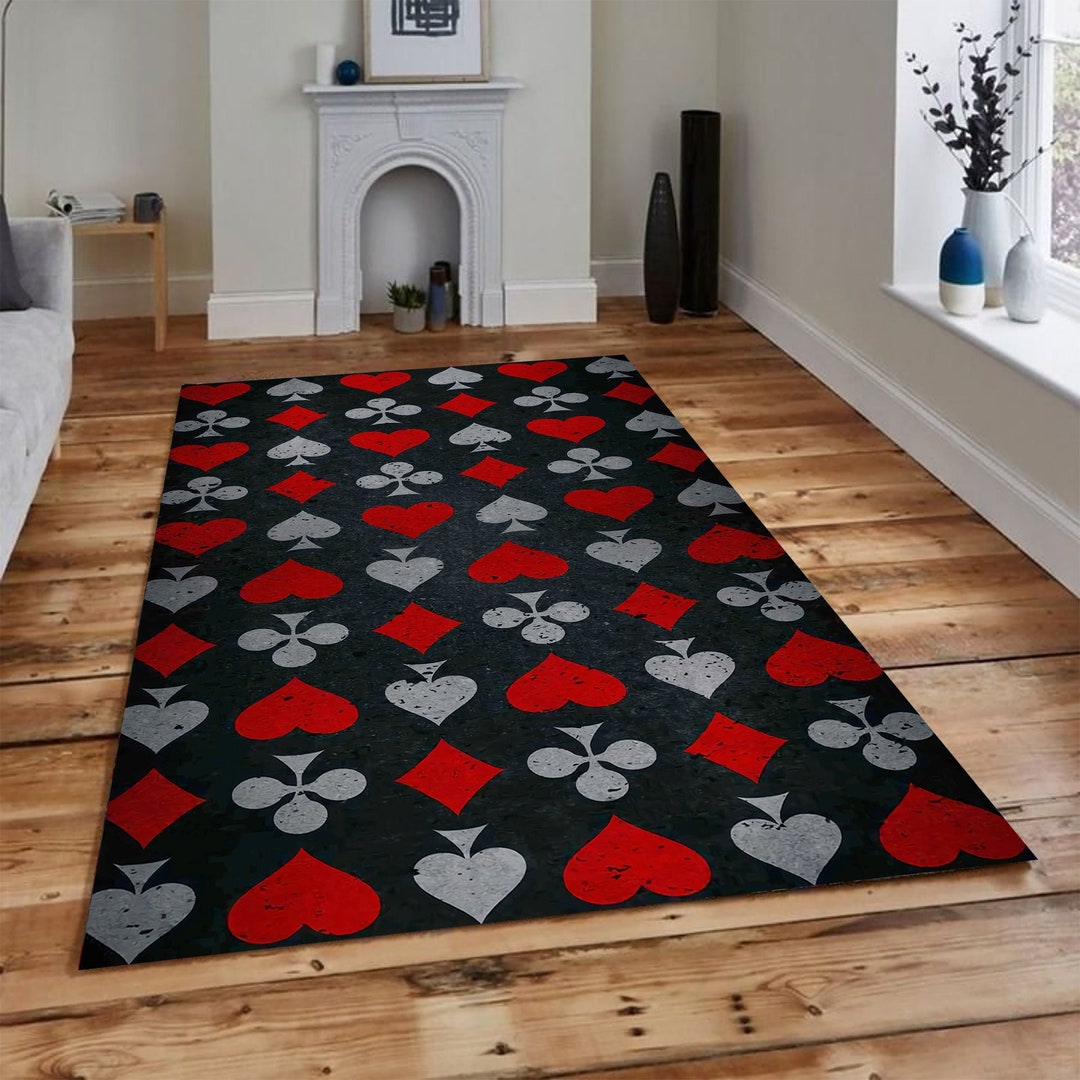 Casino Rug: Poker Card Symbols, Game Room Decor - Etsy