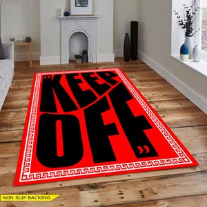 Background Keep Off, Red Keep Off, Decorative Rug, Custom  Area Rug, Rug for Living Room, Gift for Her, 4x6 Carpet, Washable Rug