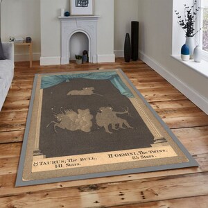 Gemini Rug, Taurus Map Rug, Gemini Decor, Aries Rug,Non Slip Rug, Home Decoration, Gift For Her ,Themed Rug, Learning Rug, Gift For Him