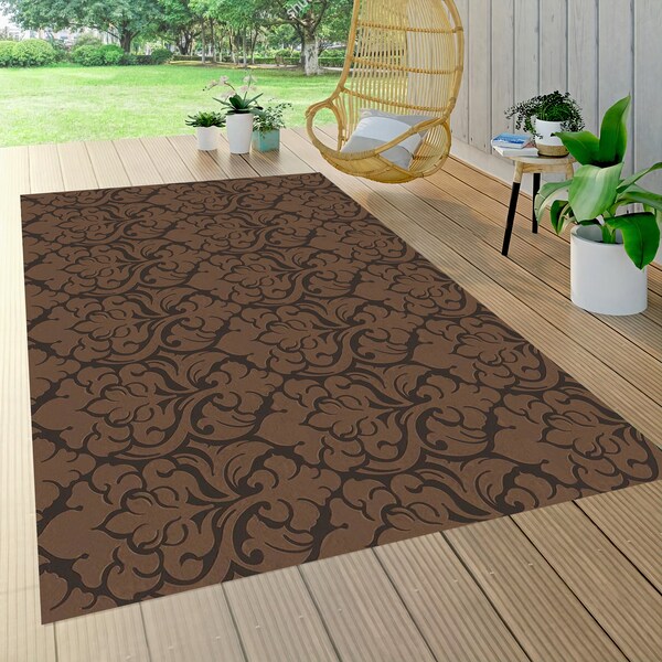 Brown Outdoor Rug,Geometric Decor Outdoor,Garden Patio Rug,Garden Mats,Indoor,Washable Rugs,Utility Mat,Gifts for Mom,Custom Rug