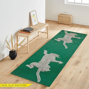 Tiger Pattern Green Runner Rug: Tiger King Rug, Tiger Area Rug, Wild Animal Carpet,Jungle Room Decor,Big Cat Rug,Statement Living Room Decor