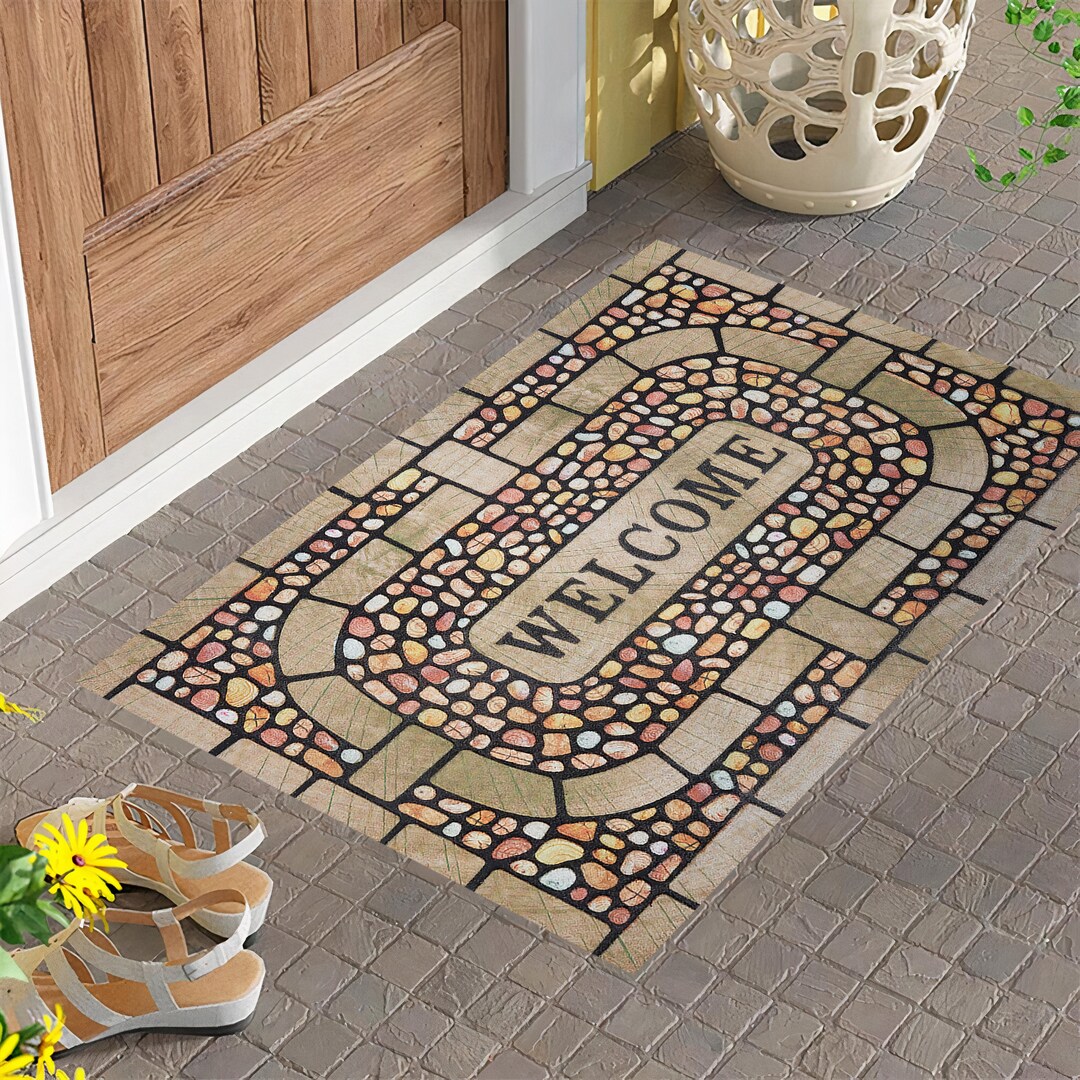 Stone Pattern Doormat Stone Look Welcome Doormat, Personalized Entryway Mat - Etsy