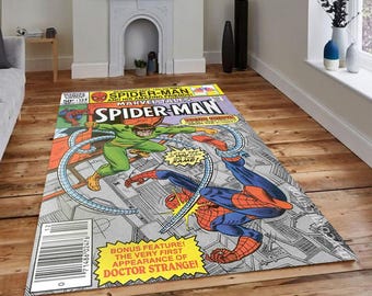 Spiderman Comics Rug: Non-Slip Kids Room Decor,Marvel Spider-Man Carpet, Superhero Kids Room Decor, Boys Bedroom Rug, Gamer Room Floor Mat