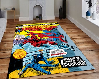Spider-Man Comic Book Rug: Kids Room Decor, Washable Area Rug