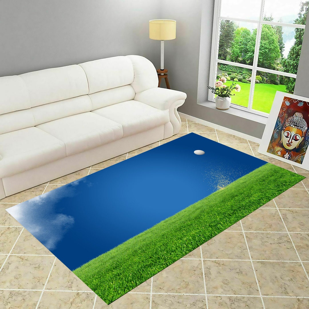 Golf Entry Rug Blue-green Decor,golf Ball Rug,grass Decor Rug,housewarning Gift,custom ...