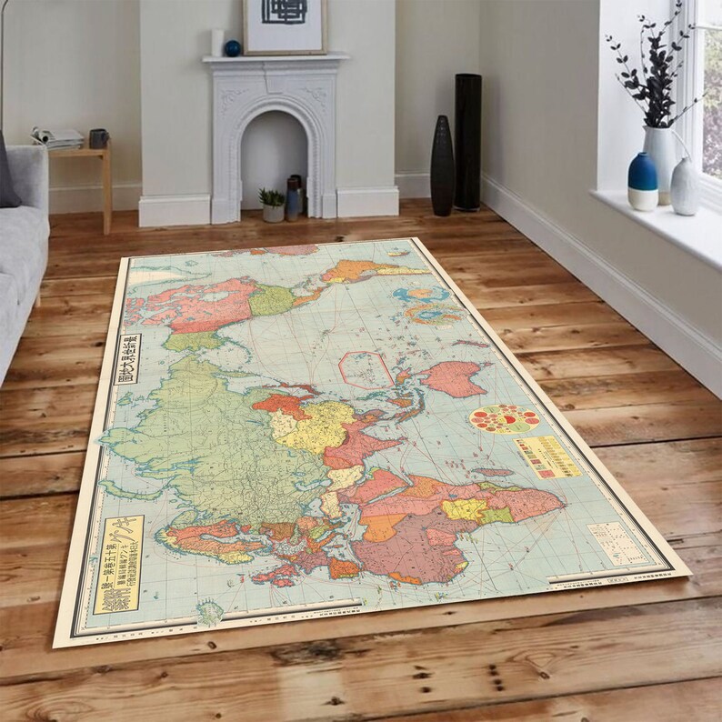Matta med vintage-motiv för världskartor, antik kartmatta, resetematta, geografidekor, halkfri tvättbar vardagsrumsmatta för kontoret bild 2
