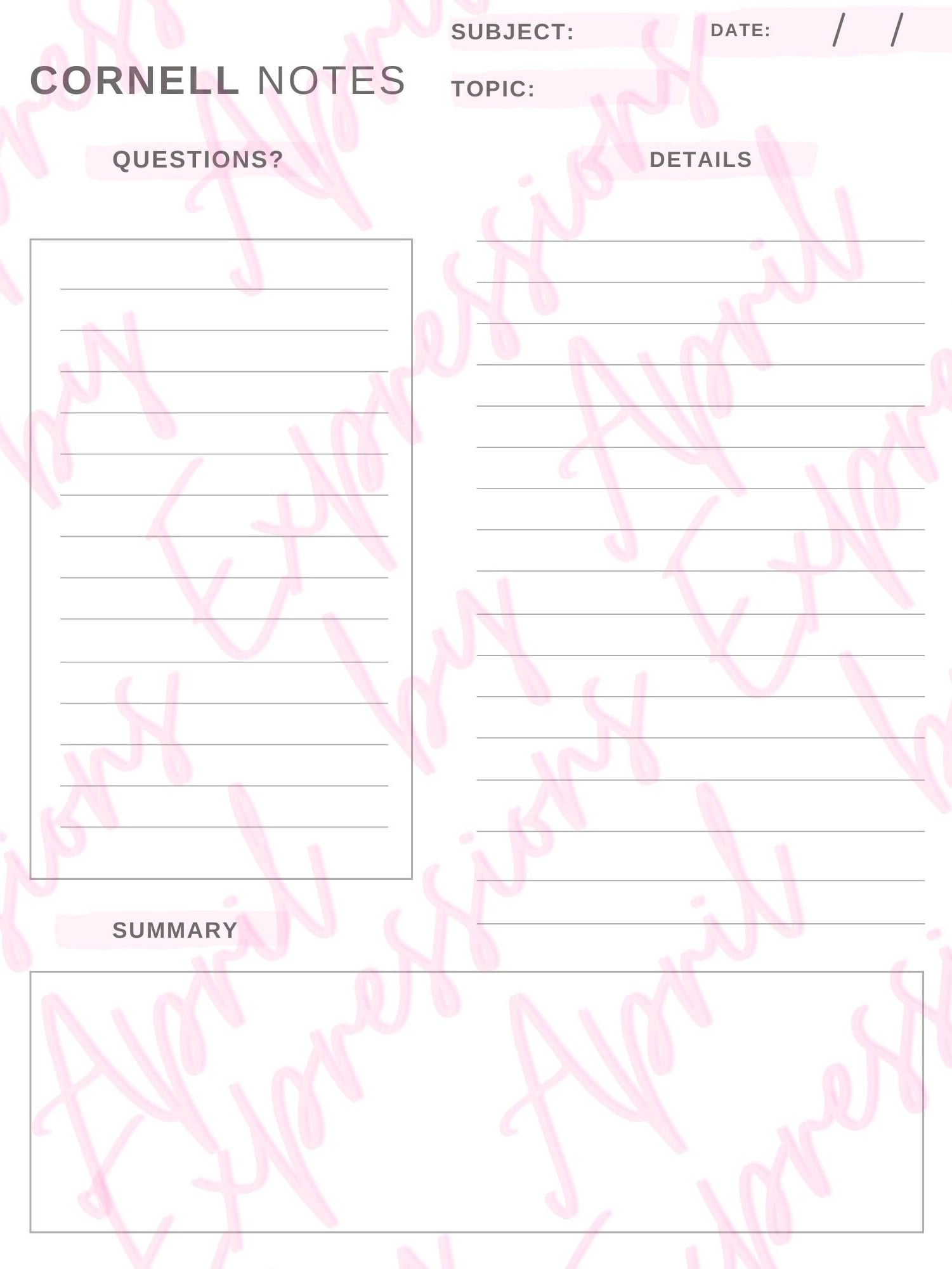College Prep: Lecture Notes, Cornell Notes, Study Task List, Daily ...