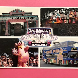 Noel Edmonds’ World of Crinkley Bottom Theme Park, Morecambe – pocztówka A5 duża (impreza domowa Noela/Mr Blobby)