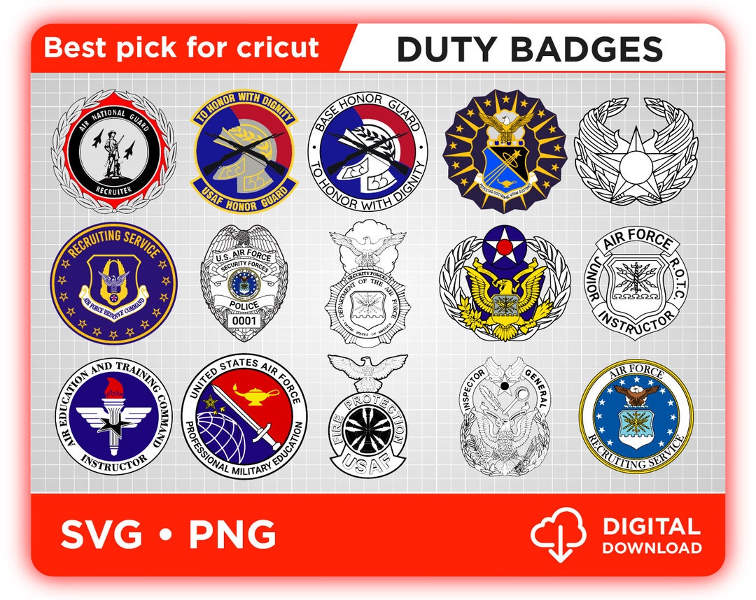 Duty Badges Air Force Bundle Svg Military SVG Air National Etsy