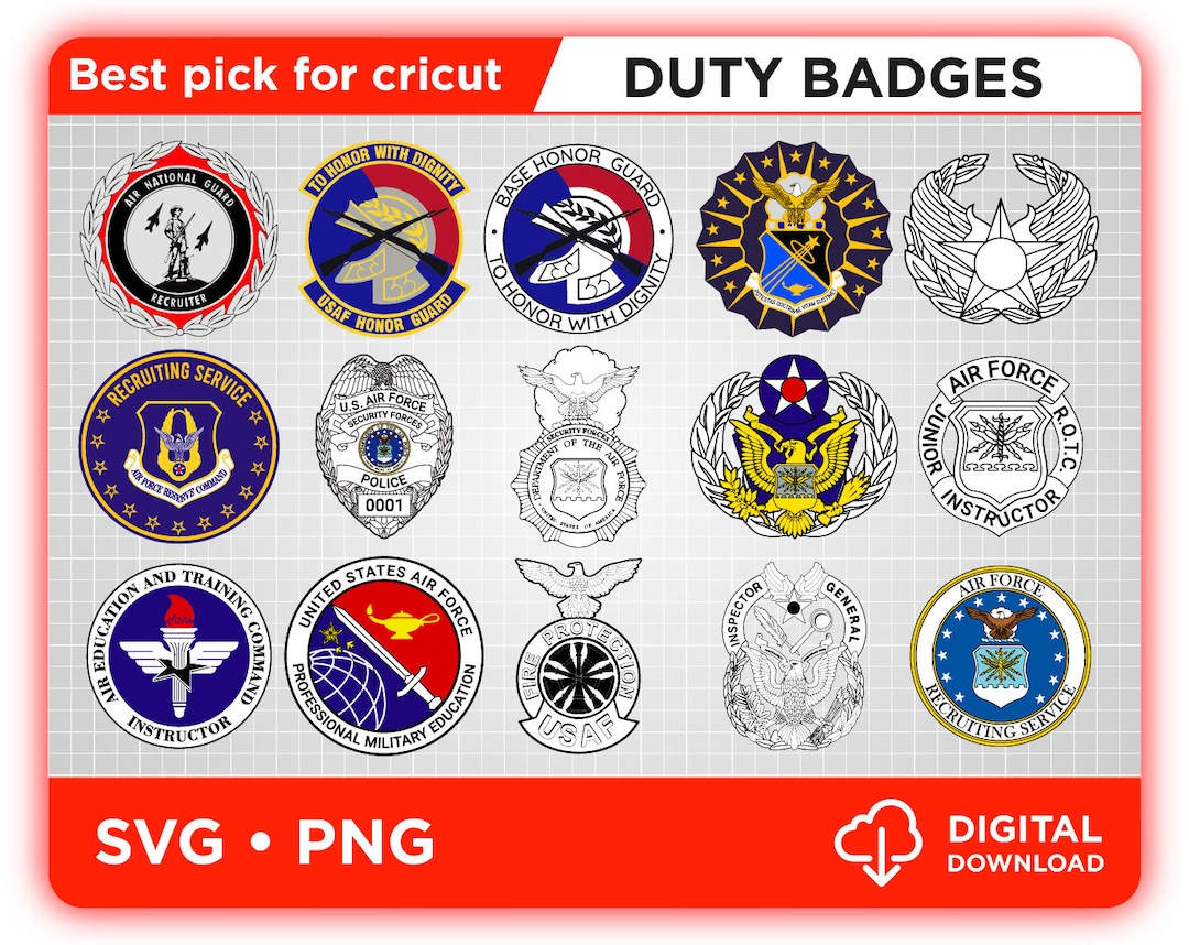 Duty Badges Air Force Bundle Svg Military SVG Air National Etsy