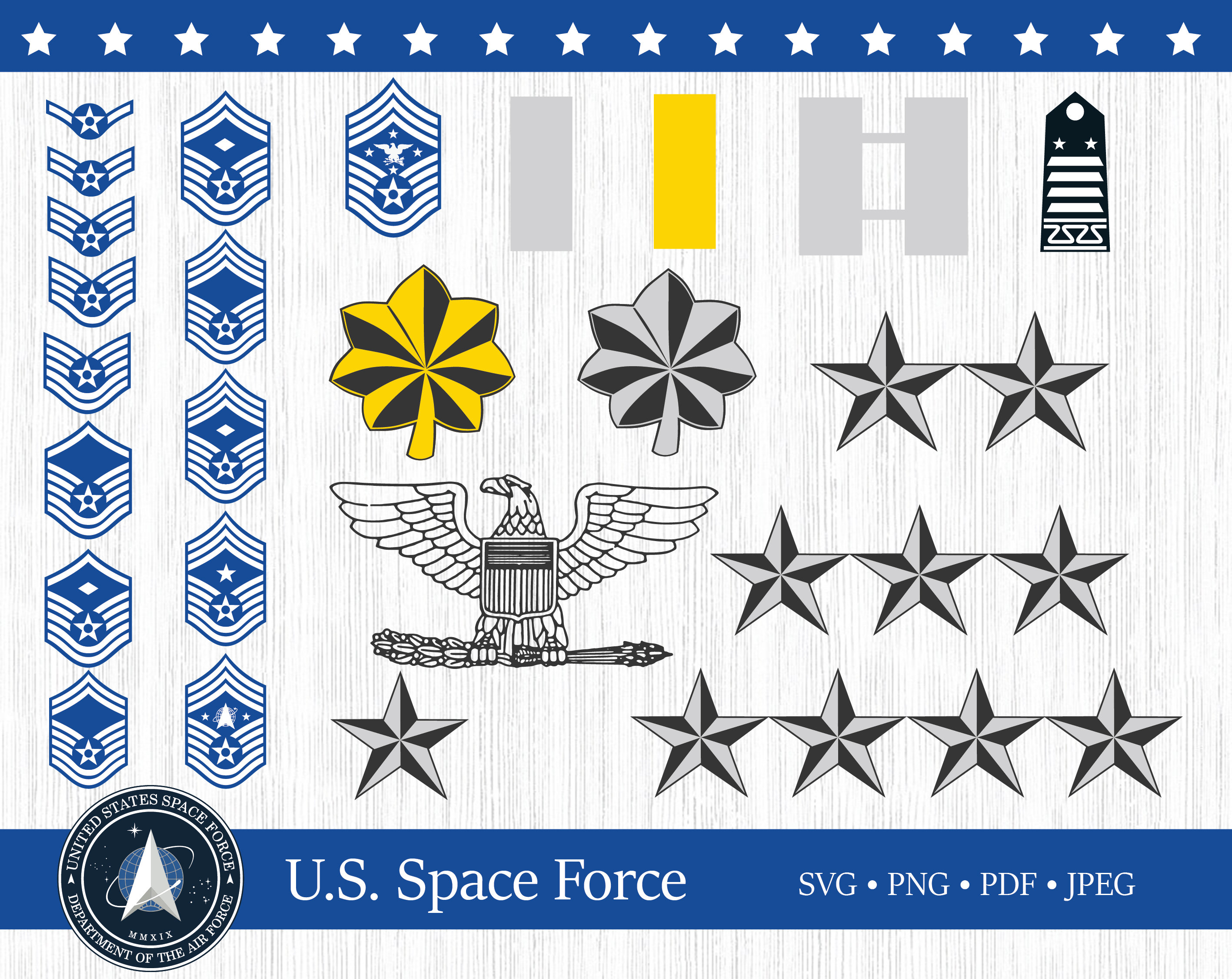 Space Force Rank Space Force Military Ranks Space Force SVG | Etsy