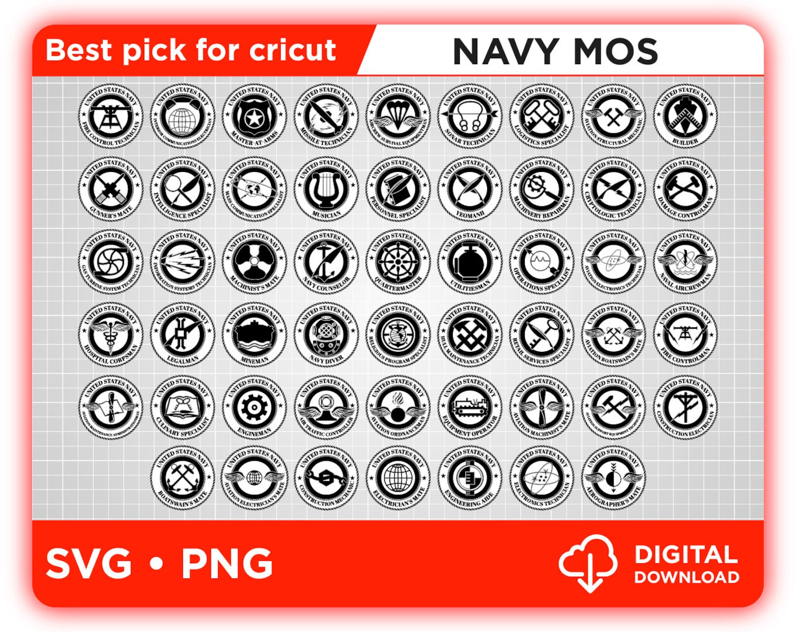 US Navy MOS Bundle Navy Enlisted Classification Codes Logo Etsy