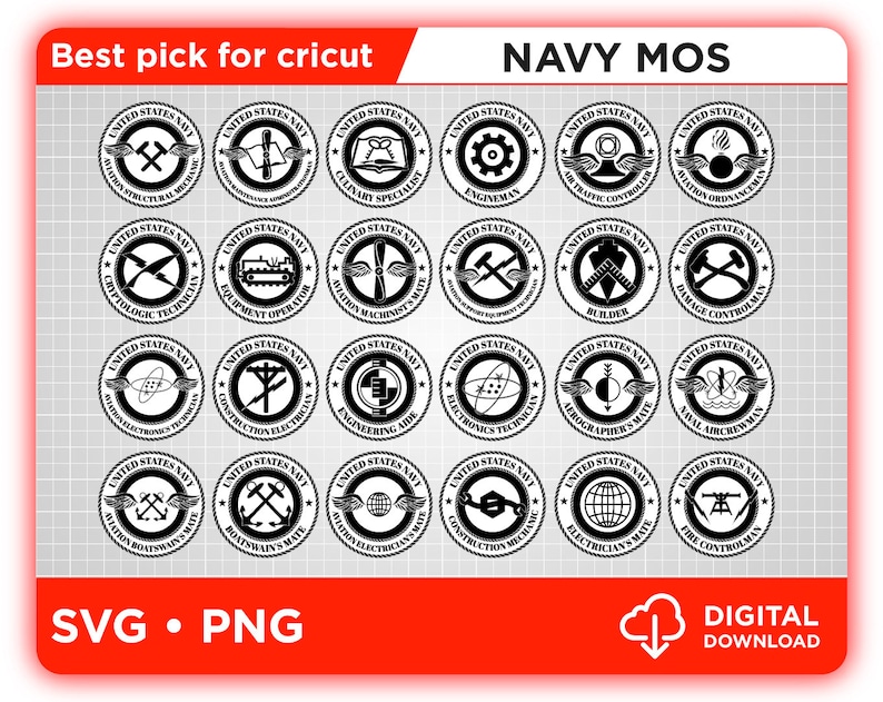 US Navy MOS Bundle Navy Enlisted Classification Codes Logo Etsy