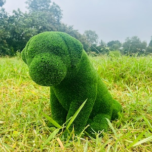 Animal Topiary Green  Dog Puppy Sitting  Is Made Of Fibreglass And Artificial Turf For Home, Garden And Outdoor
