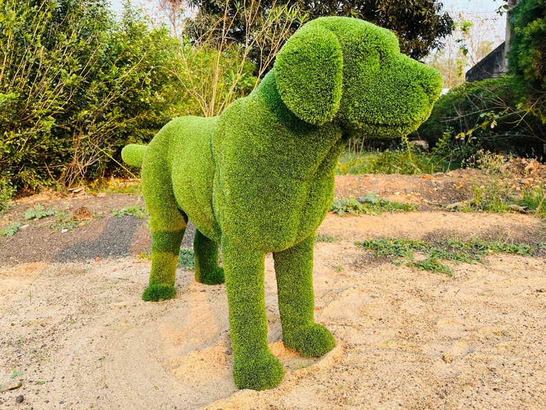 Animal Topiary Green Standing Dog is Made of Fibreglass and Artificial