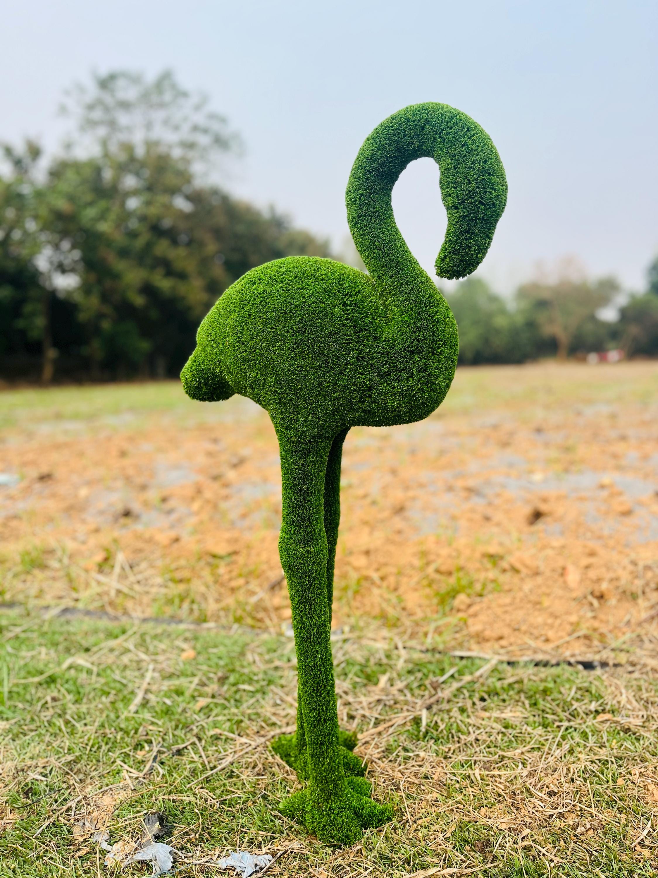 Artificial Turf Flamingo Topiary: Garden Decor - Etsy