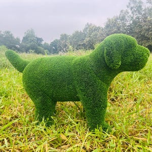 Animal Topiary Green Dog Puppy Standing  Is Made Of Fibreglass And Artificial Turf For Home, Garden And Outdoor