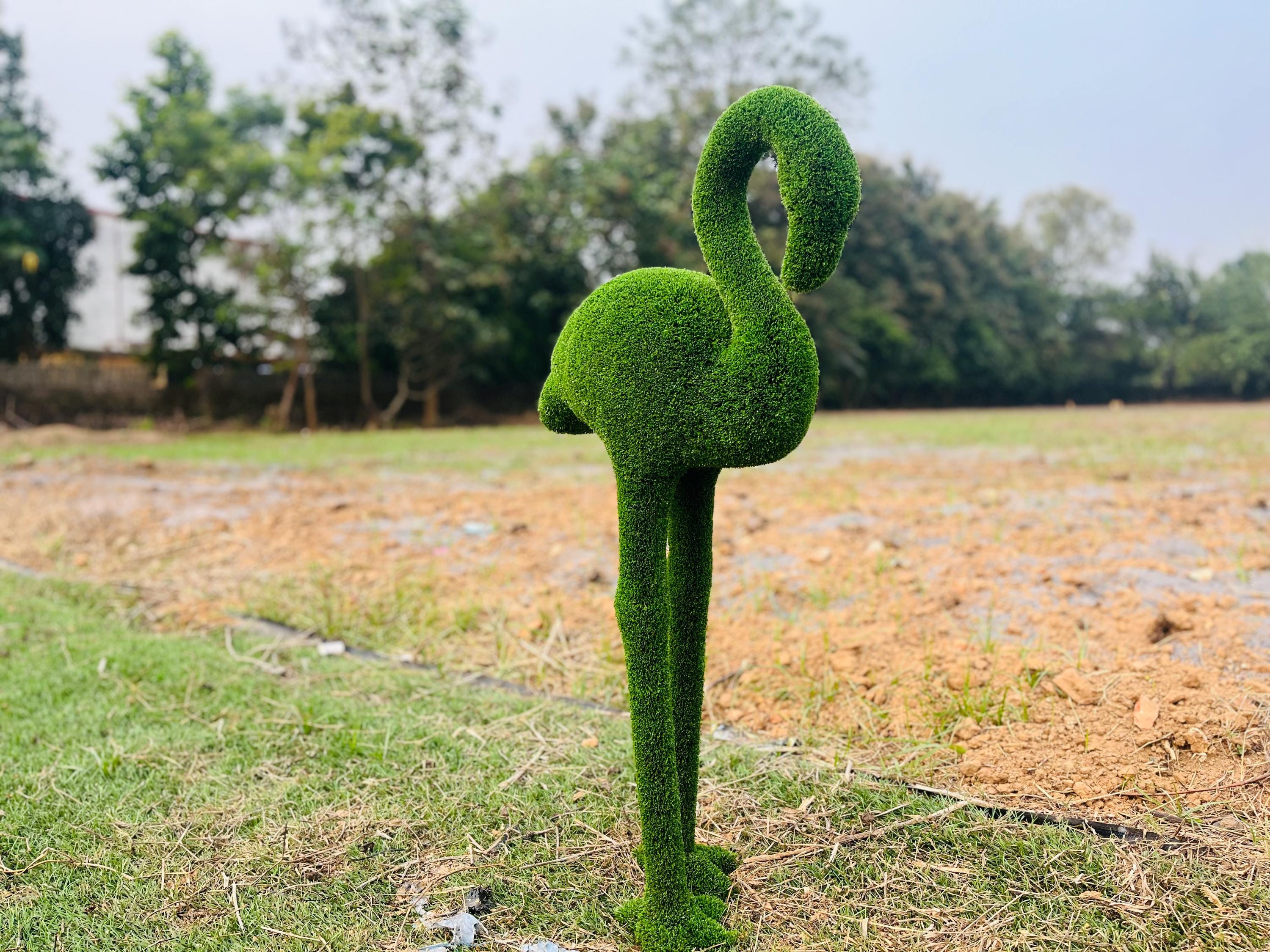 Artificial Turf Flamingo Topiary: Garden Decor - Etsy