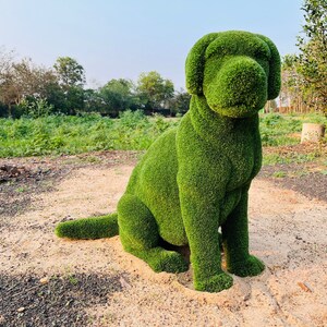 Animal Topiary Green Sitting Dog Is Made Of Fibreglass And Artificial Turf For Home, Garden And Outdoor image 4