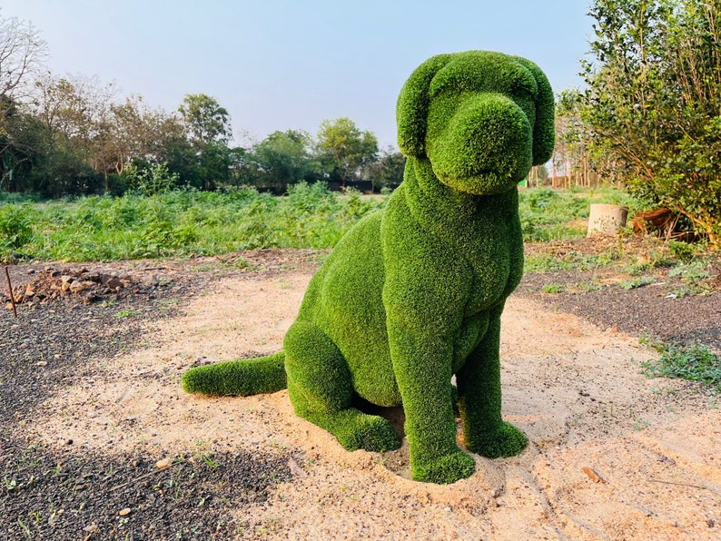 Animal Topiary Green Sitting Dog Is Made Of Fibreglass And Artificial Turf For Home, Garden And Outdoor image 4
