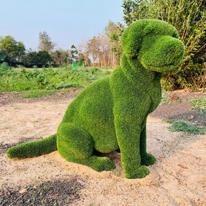 Animal Topiary Green Sitting Dog Is Made Of Fibreglass And Artificial Turf For Home, Garden And Outdoor image 2