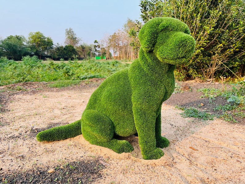 Animal Topiary Green Sitting Dog Is Made Of Fibreglass And Artificial Turf For Home, Garden And Outdoor image 2
