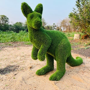 Animal Topiary Green Small Baby Kangaroo  Is Made Of Fibreglass And Artificial Turf For Home, Garden And Outdoor